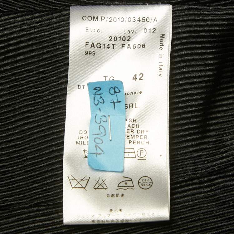 Pre Owned Giorgio Armani Black Textured Wool Blend Structured Blazer M