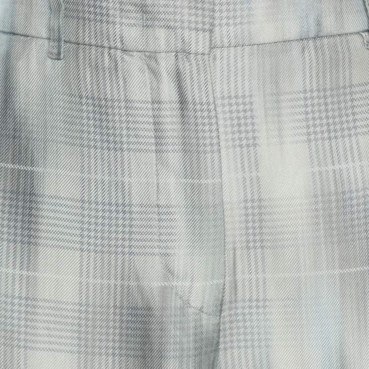 Pre Owned Giorgio Armani Blue Silk Wide Leg Trouser M