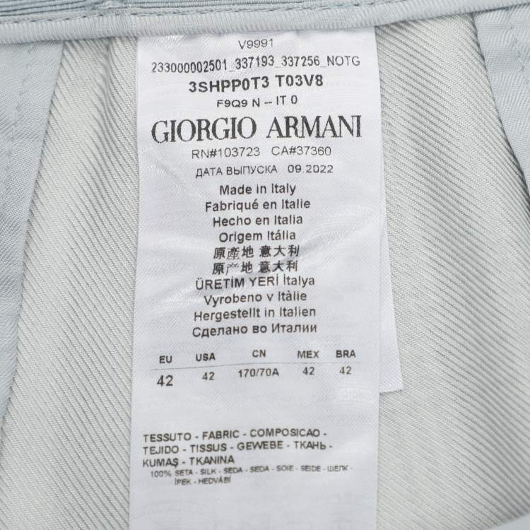 Pre Owned Giorgio Armani Blue Silk Wide Leg Trouser M