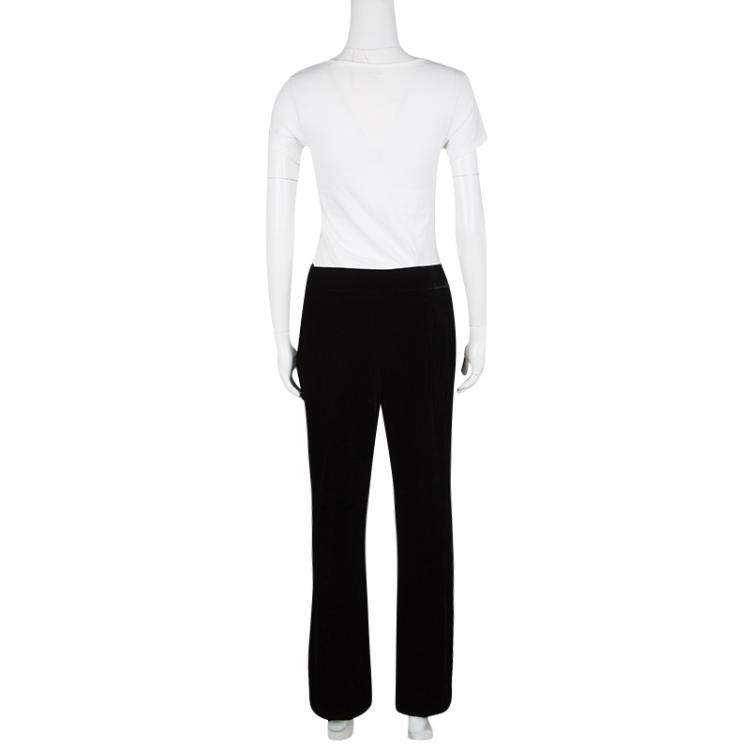 Pre Owned Giorgio Armani Black High Waist Velvet Pants M
