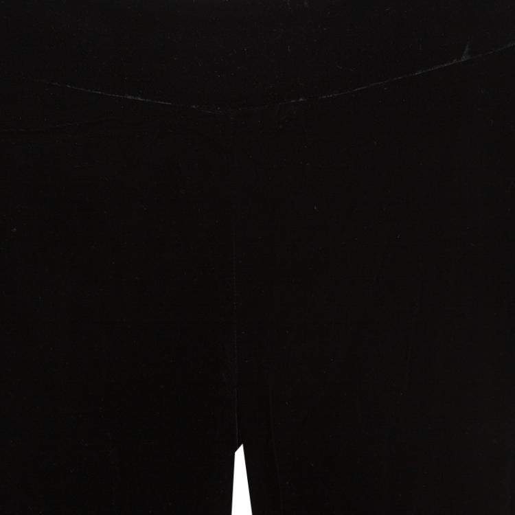 Pre Owned Giorgio Armani Black High Waist Velvet Pants M