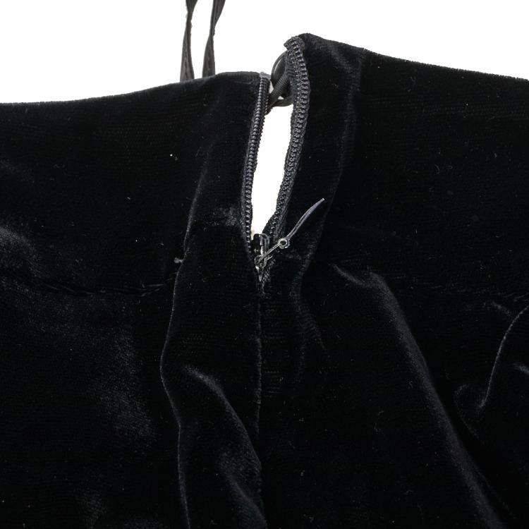 Pre Owned Giorgio Armani Black High Waist Velvet Pants M