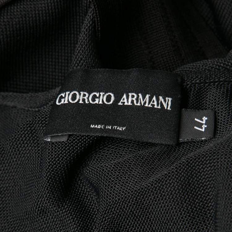 Pre Owned Giorgio Armani Black Knit Twist Front Top M