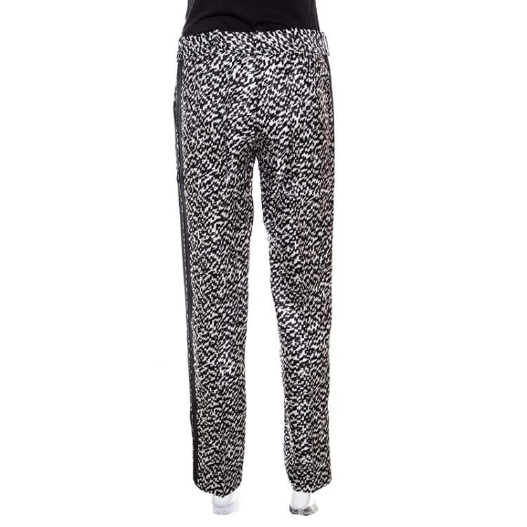 Pre Owned Giorgio Armani Monochome Printed Silk Optical Pants M