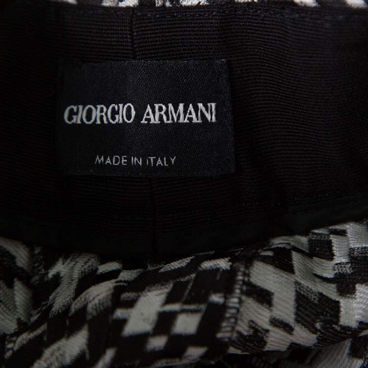 Pre Owned Giorgio Armani Monochome Printed Silk Optical Pants M
