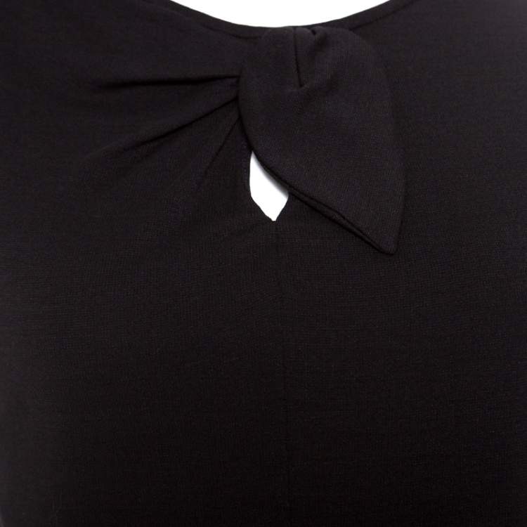 Pre Owned Giorgio Armani Black Knit Faux Knot Detail Long Sleeve T-Shirt S