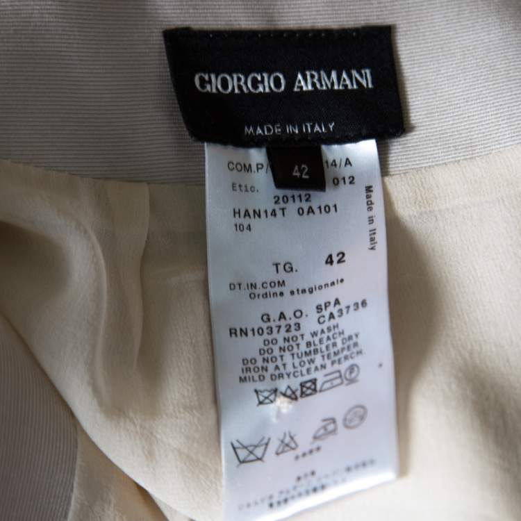 Pre Owned Giorgio Armani Beige Silk Pleated Front Maxi Skirt M 