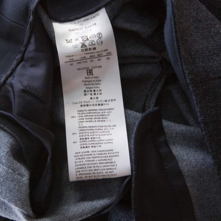 Pre Owned Giorgio Armani Navy Blue Wool High Waist Pants S