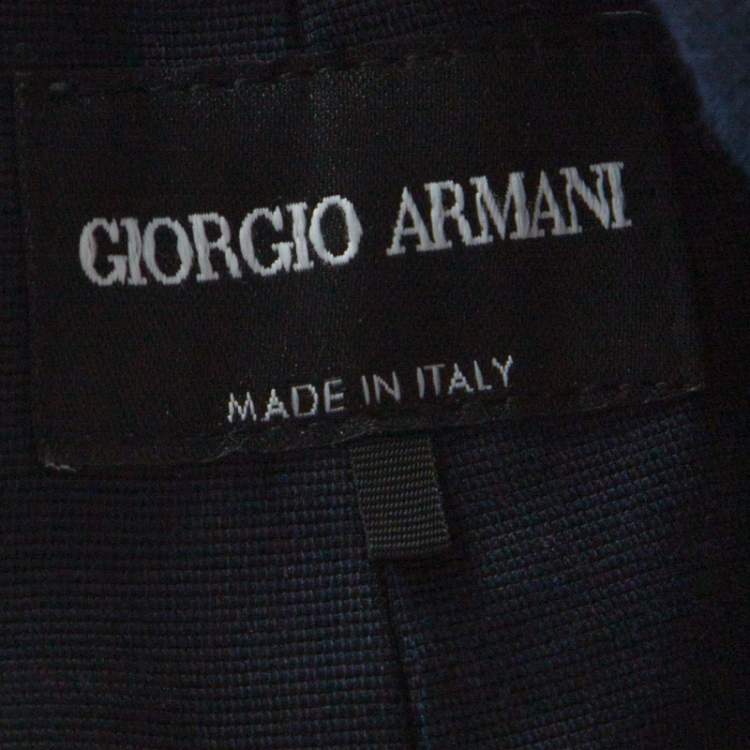 Pre Owned Giorgio Armani Navy Blue Wool High Waist Pants S