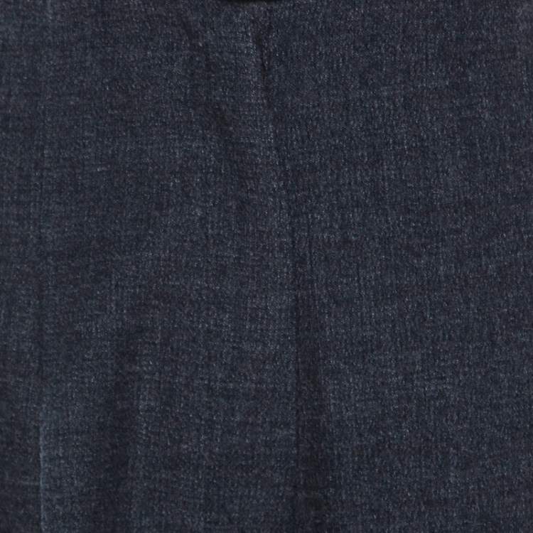 Pre Owned Giorgio Armani Navy Blue Wool High Waist Pants S