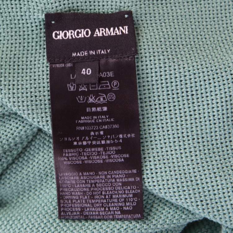 Pre Owned Giorgio Armani Mint Green Knit Open Front Cardigan and Top Set S