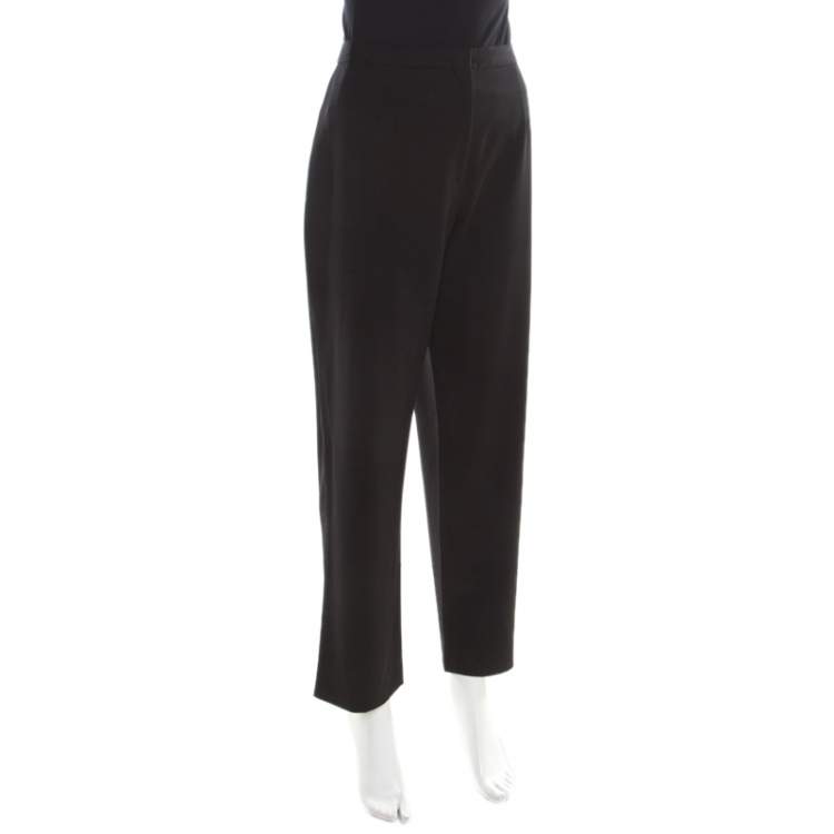 Pre Owned Giorgio Armani Black Knit Straight Fit Trousers L