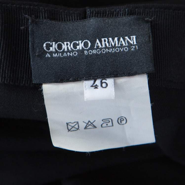 Pre Owned Giorgio Armani Black Knit Straight Fit Trousers L