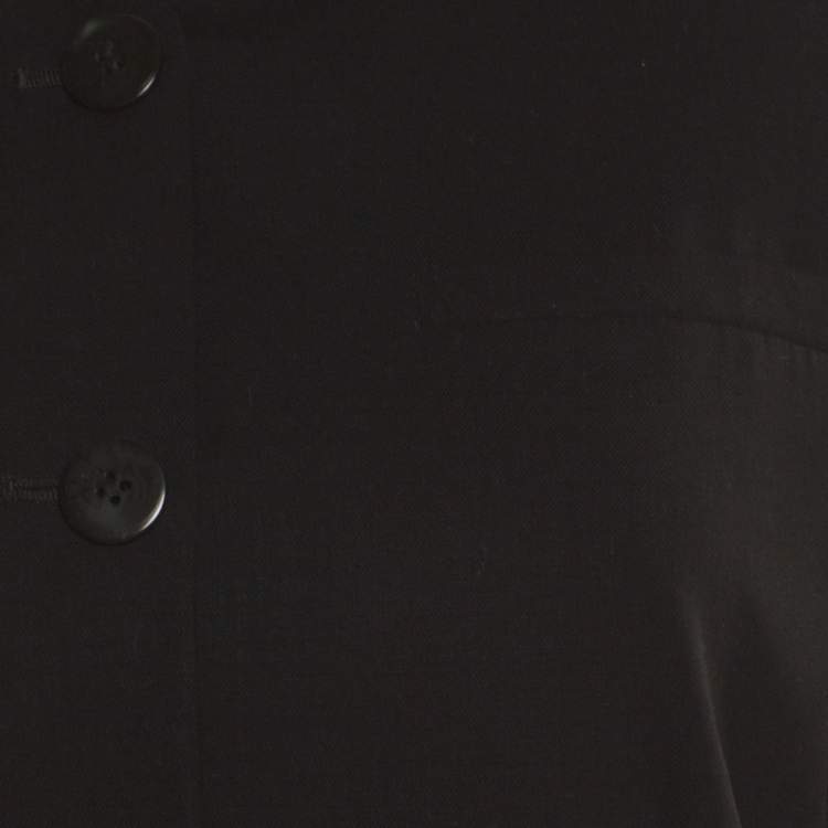 Pre Owned Giorgio Armani Black Wool Mandarin Collar Blazer L
