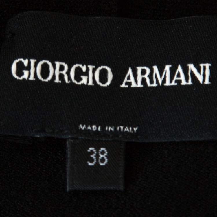 Pre Owned Giorgio Armani Black Knit Cutout Detail Sheath Dress S