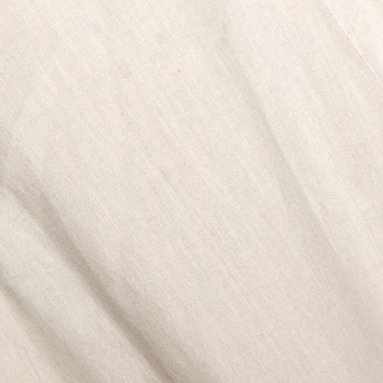 Pre Owned Giorgio Armani Beige Linen Flared Maxi Skirt M