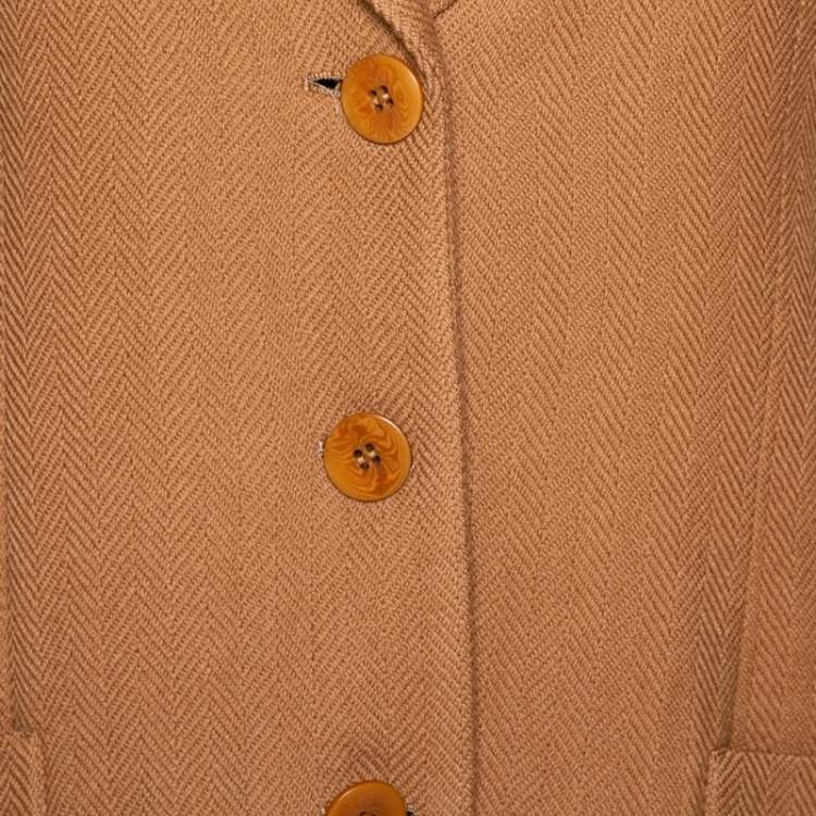 Pre Owned Giorgio Armani Vintage Brown Herringbone Wool Blazer M