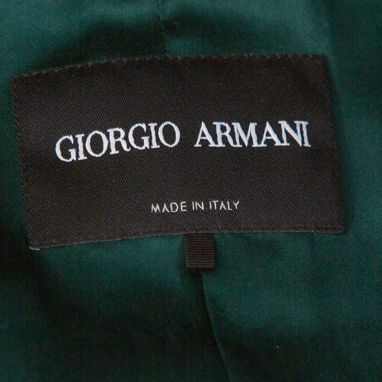 Pre Owned Giorgio Armani Emerald Green Velvet Zip Front Jacket S