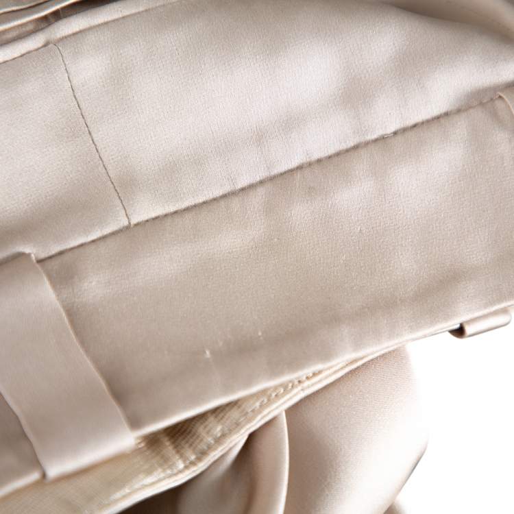 Pre Owned Giorgio Armani Beige Silk Satin Wide Leg Pants M