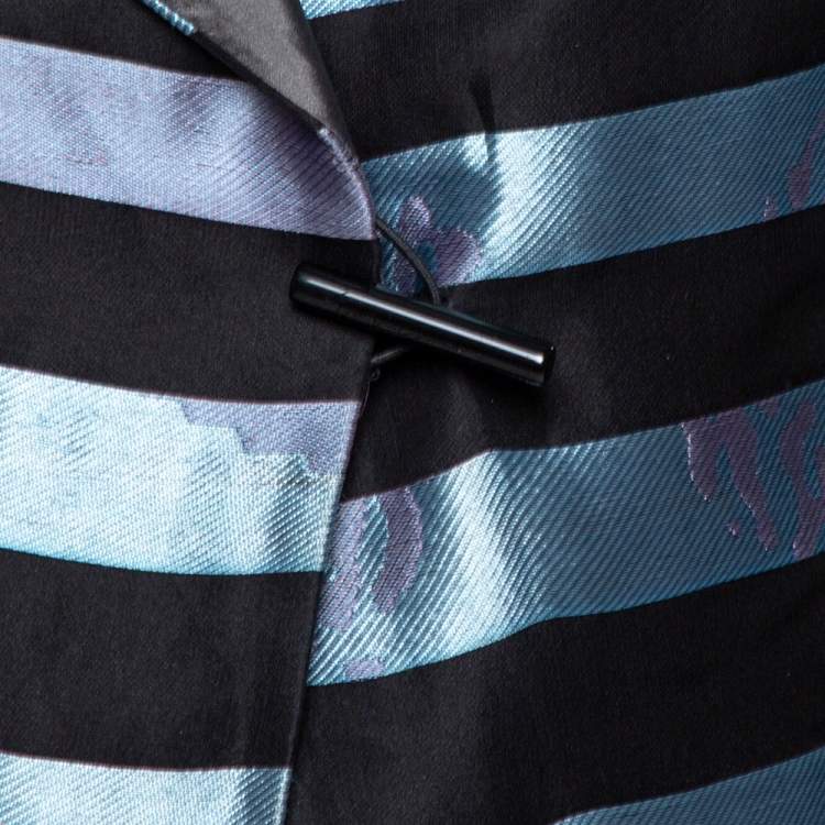 Pre Owned Giorgio Armani Multicolor Striped Jacquard Toggle Button Jacket S