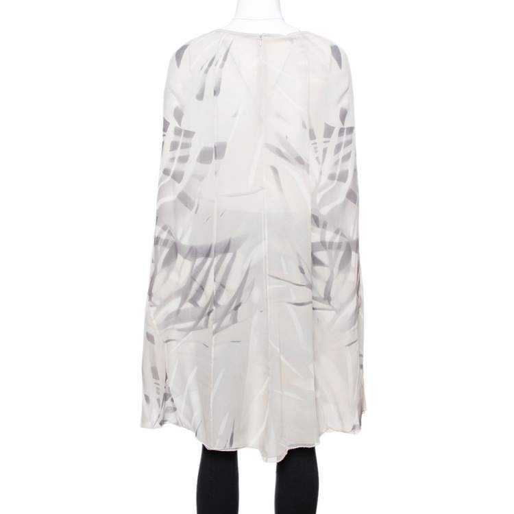 Pre Owned Giorgio Armani Pale Grey Printed Silk Kaftan Blouse S