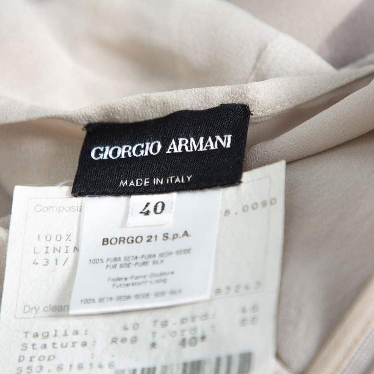 Pre Owned Giorgio Armani Pale Grey Printed Silk Kaftan Blouse S