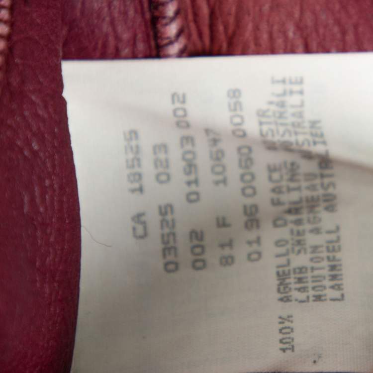 Pre Owned Giorgio Armani Burgundy Shearling Belted Coat M
