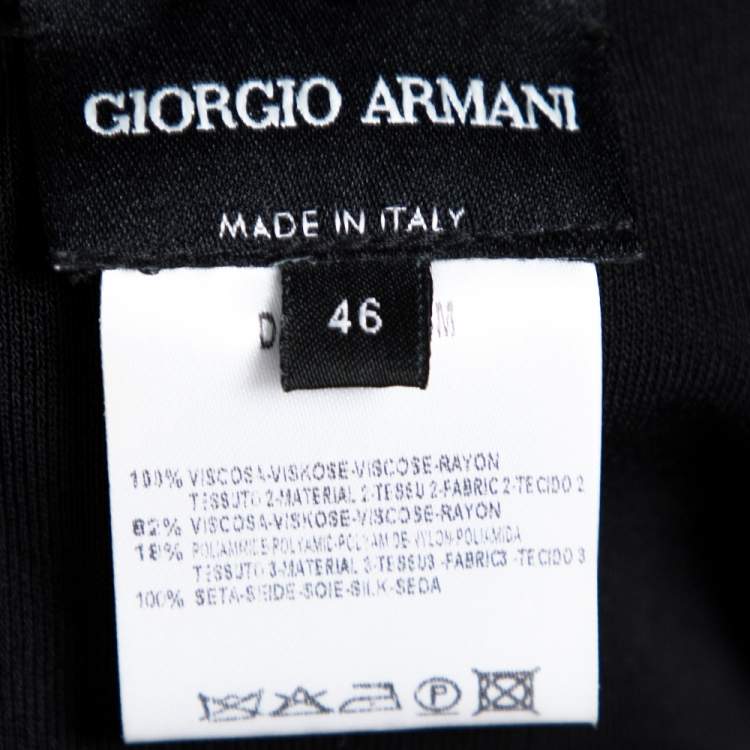 Pre Owned Giorgio Armani Black Nylon Blend Jersey Flared Skirt L 