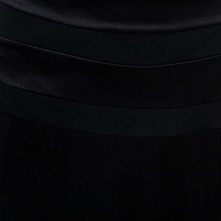 Pre Owned Giorgio Armani Black Nylon Blend Jersey Flared Skirt L 