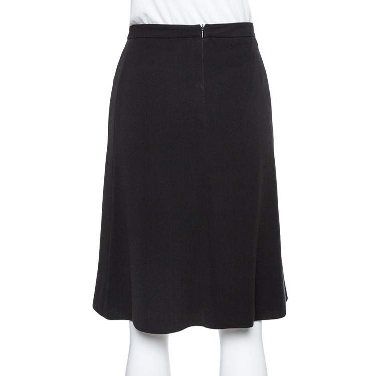 Pre Owned Giorgio Armani Black Crepe A Line Short Skirt M