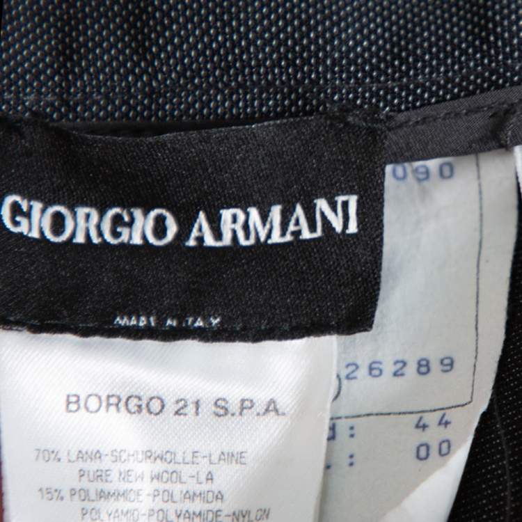 Pre Owned Giorgio Armani Black Wool Crepe Wide Leg Trousers M