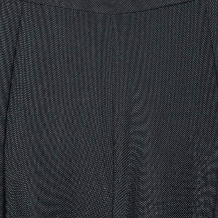 Pre Owned Giorgio Armani Black Wool Crepe Wide Leg Trousers M