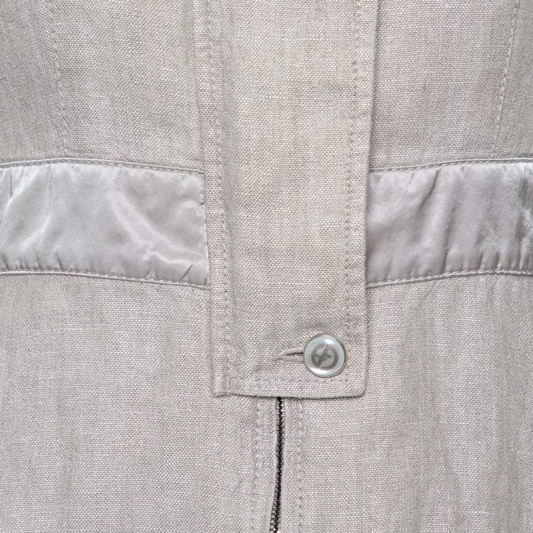 Pre Owned Giorgio Armani Silver Linen Safari Jacket M