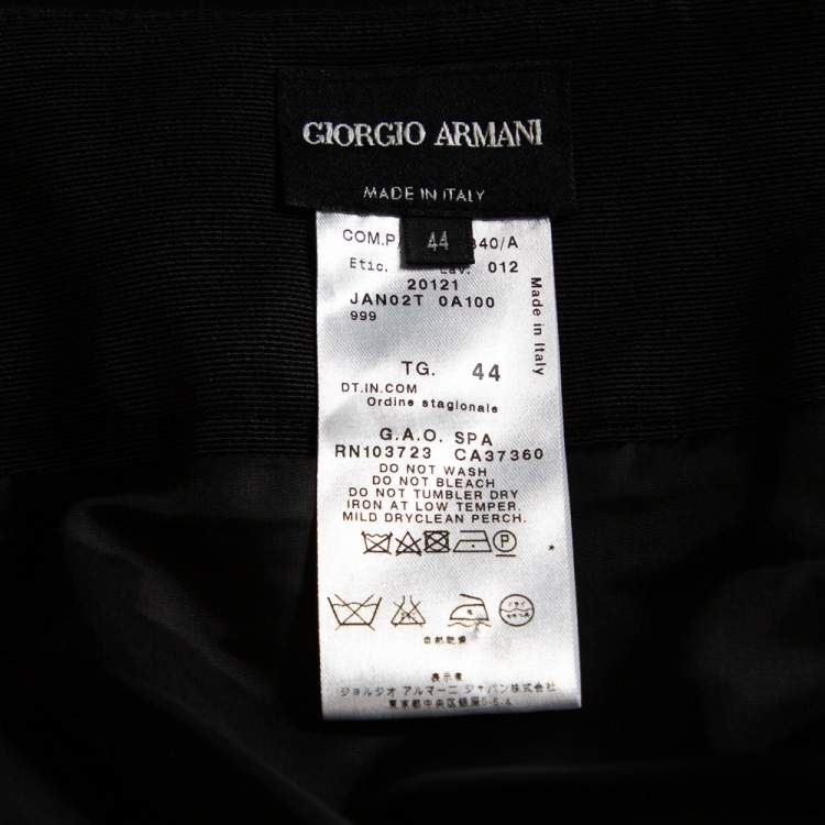 Pre Owned Giorgio Armani Black Wool Bow Detail Midi Skirt M