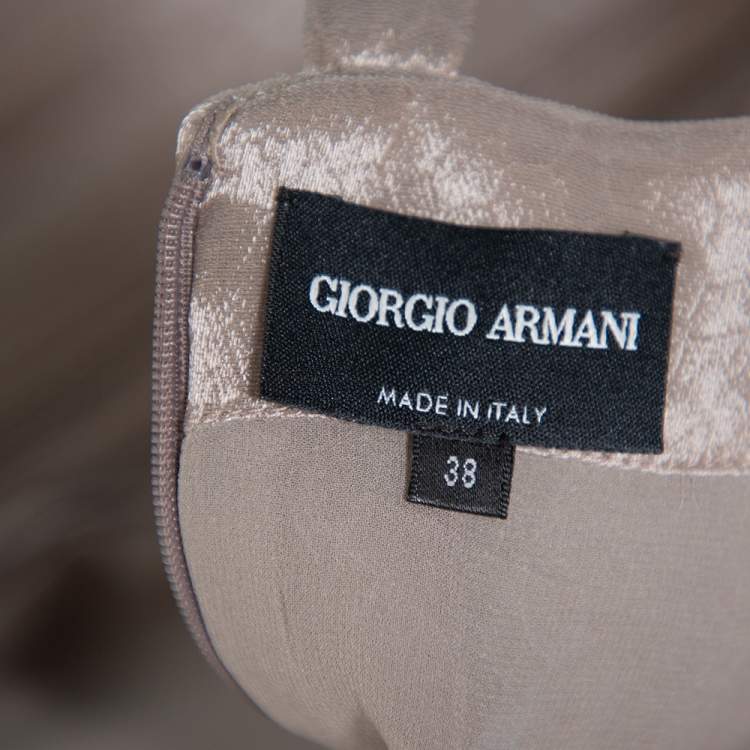Pre Owned Giorgio Armani Beige Pleated Front Detail Sleeveless Midi Dress S