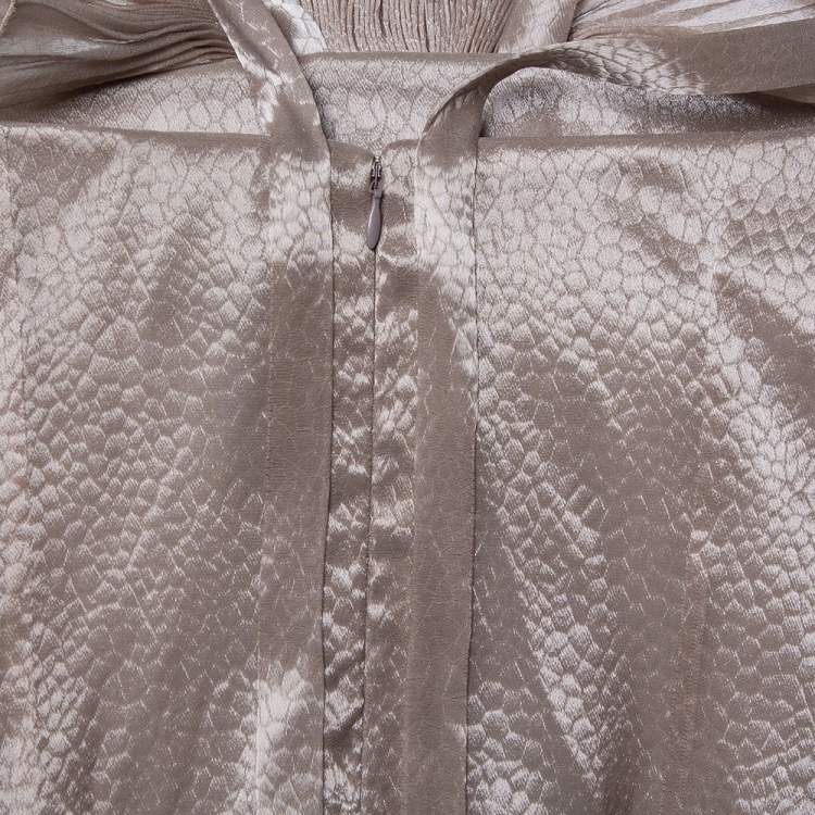 Pre Owned Giorgio Armani Beige Pleated Front Detail Sleeveless Midi Dress S