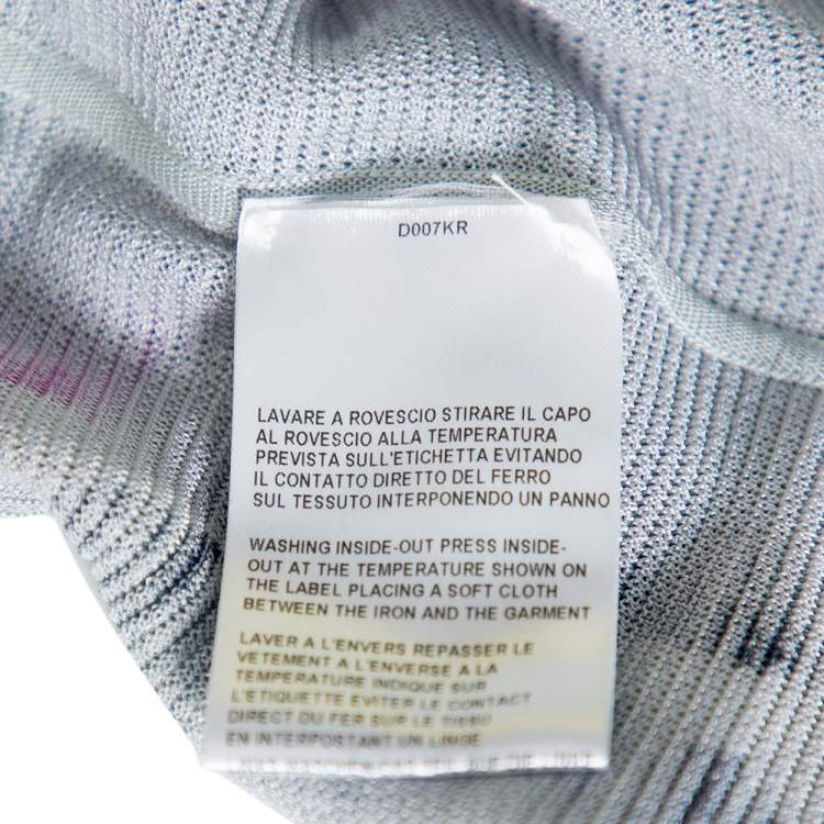 Pre Owned Giorgio Armani Grey Watercolor Printed Perforated Knit Tank Top XS