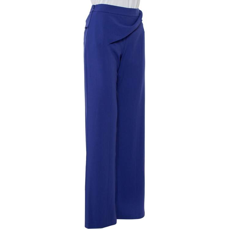 Pre Owned Giorgio Armani Purple Cotton Waist Trim Detail Pants M