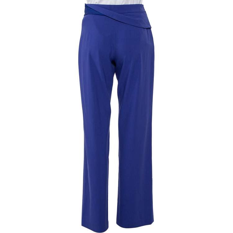 Pre Owned Giorgio Armani Purple Cotton Waist Trim Detail Pants M