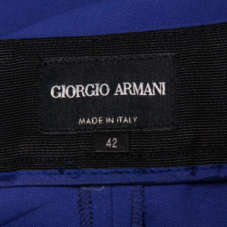 Pre Owned Giorgio Armani Purple Cotton Waist Trim Detail Pants M