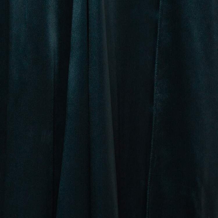 Pre Owned Giorgio Armani Green Sateen Slit Detail Flared Maxi Skirt M