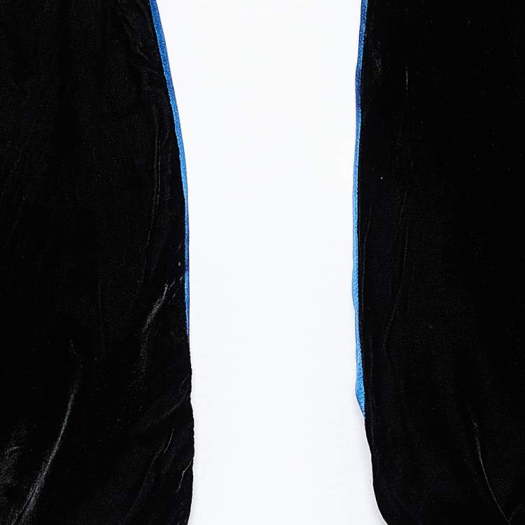 Pre Owned Giorgio Armani Black Velvet & Blue Satin Reversible Cropped Shrug (One Size)