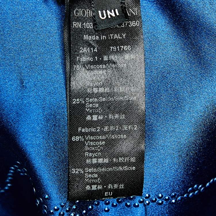 Pre Owned Giorgio Armani Black Velvet & Blue Satin Reversible Cropped Shrug (One Size)