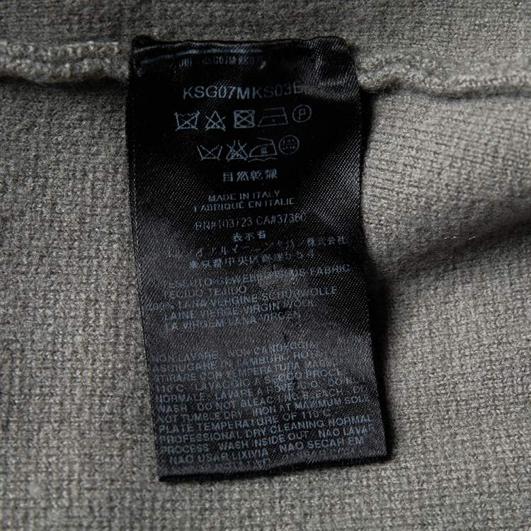 Pre Owned Giorgio Armani Grey Wool Stripe Detailed Button Front Cardigan XL