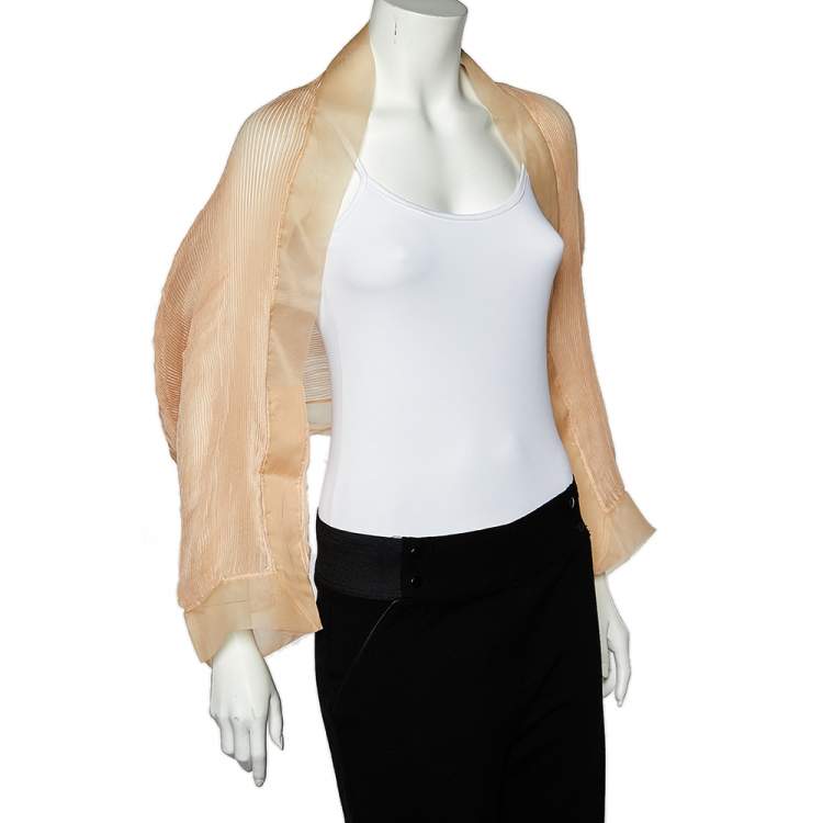 Pre Owned Giorgio Armani Light Pink Plisse Silk Shrug (One Size)