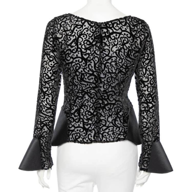 Pre Owned Giorgio Armani Devore Long Sleeve Top S