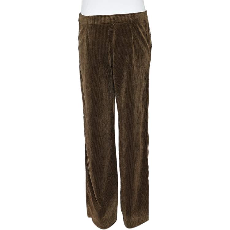 Pre Owned Giorgio Armani Brown Corduroy Wide Leg Pants M