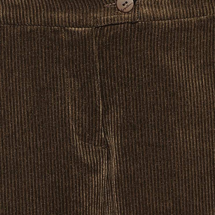 Pre Owned Giorgio Armani Brown Corduroy Wide Leg Pants M