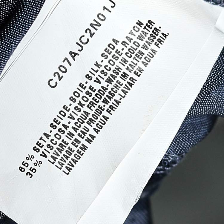 Pre Owned Giorgio Armani Blue Animal Printed Silk Jersey Cut-Out Back Detailed Dress L 