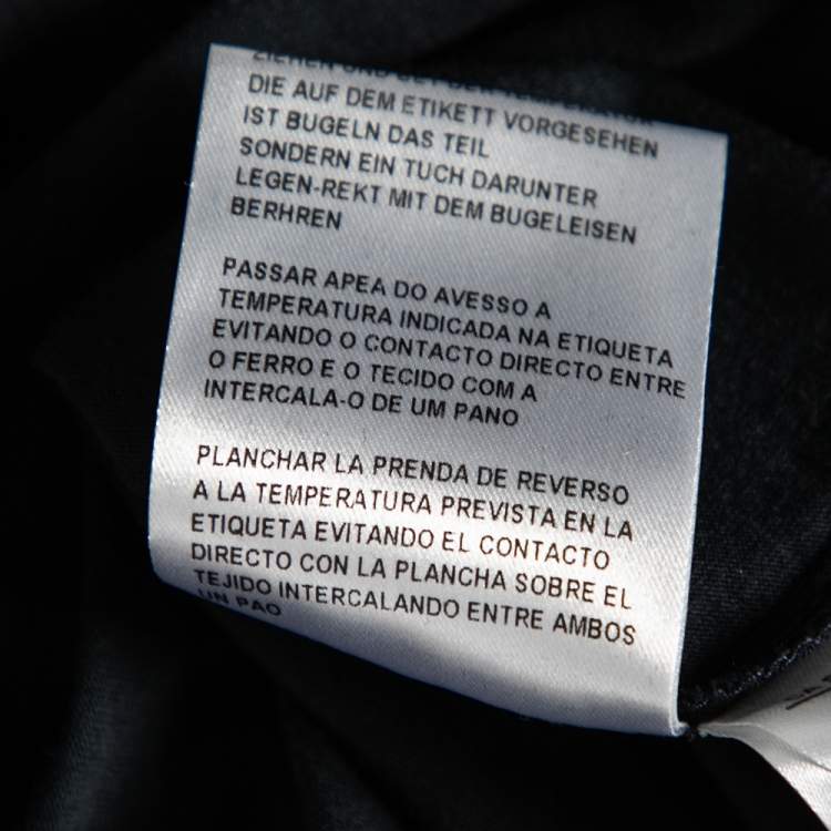 Pre Owned Giorgio Armani Navy Blue Logo Embellished Cotton T-Shirt M